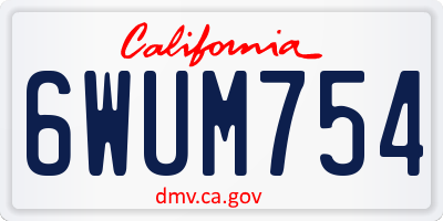 CA license plate 6WUM754