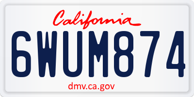 CA license plate 6WUM874
