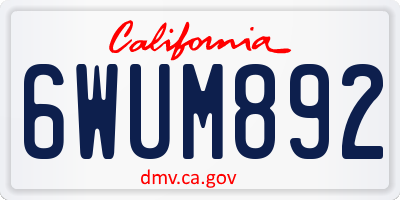CA license plate 6WUM892