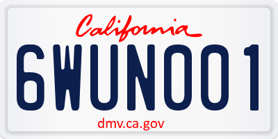 CA license plate 6WUN001