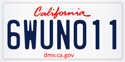 CA license plate 6WUN011