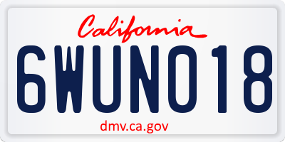 CA license plate 6WUN018