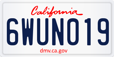 CA license plate 6WUN019
