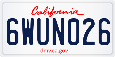 CA license plate 6WUN026