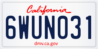 CA license plate 6WUN031