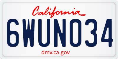 CA license plate 6WUN034
