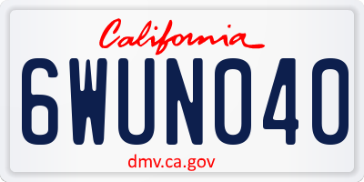 CA license plate 6WUN040