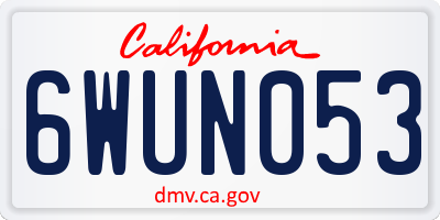 CA license plate 6WUN053