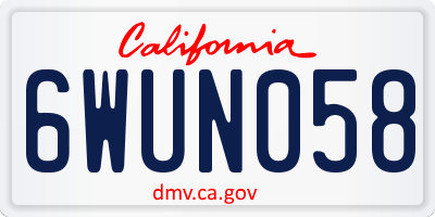 CA license plate 6WUN058