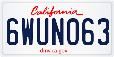 CA license plate 6WUN063