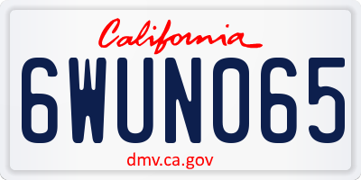 CA license plate 6WUN065