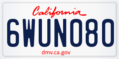 CA license plate 6WUN080