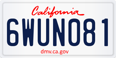 CA license plate 6WUN081