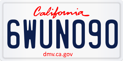 CA license plate 6WUN090