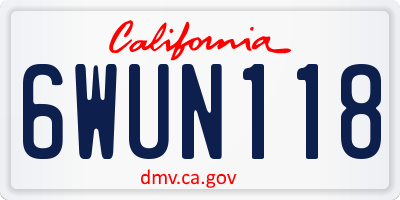 CA license plate 6WUN118