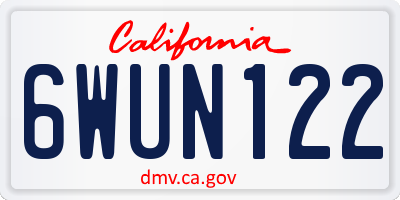 CA license plate 6WUN122