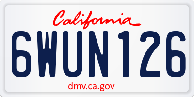 CA license plate 6WUN126