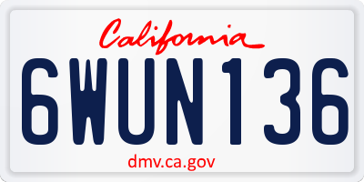 CA license plate 6WUN136
