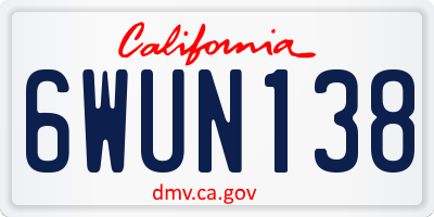 CA license plate 6WUN138