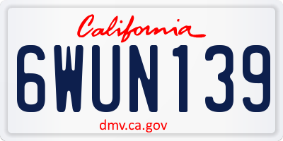CA license plate 6WUN139