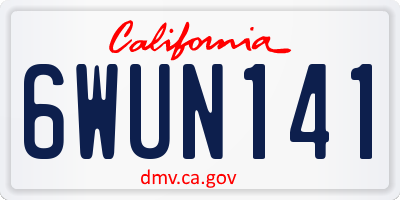 CA license plate 6WUN141