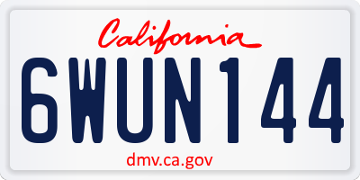 CA license plate 6WUN144