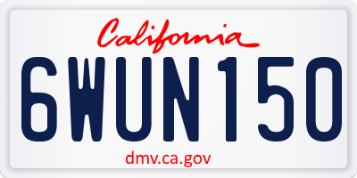 CA license plate 6WUN150