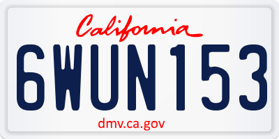 CA license plate 6WUN153