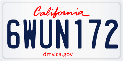 CA license plate 6WUN172