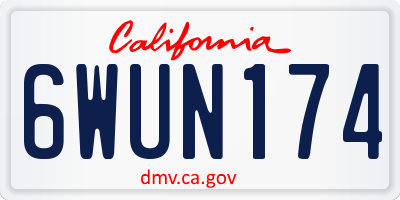 CA license plate 6WUN174