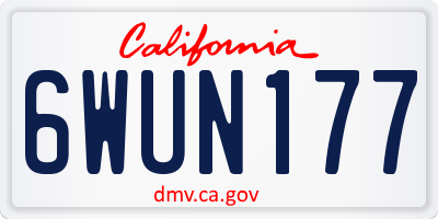 CA license plate 6WUN177