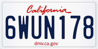 CA license plate 6WUN178