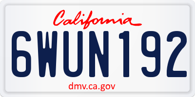 CA license plate 6WUN192