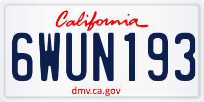 CA license plate 6WUN193