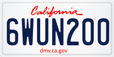 CA license plate 6WUN200