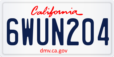 CA license plate 6WUN204