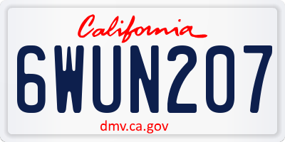 CA license plate 6WUN207