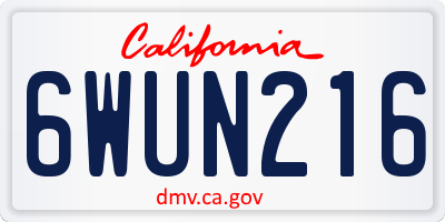 CA license plate 6WUN216