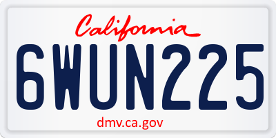 CA license plate 6WUN225
