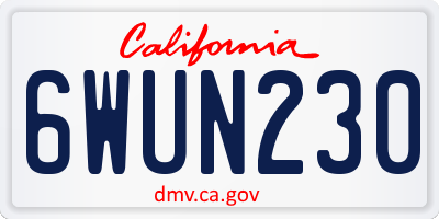 CA license plate 6WUN230