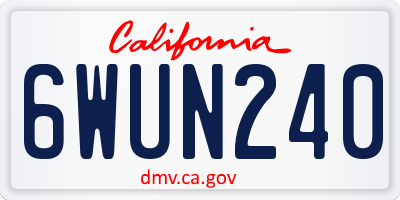 CA license plate 6WUN240