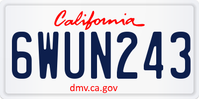CA license plate 6WUN243