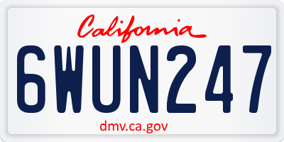 CA license plate 6WUN247