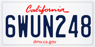 CA license plate 6WUN248