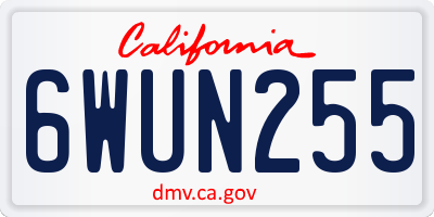 CA license plate 6WUN255