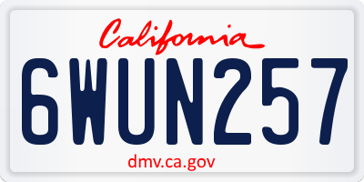 CA license plate 6WUN257