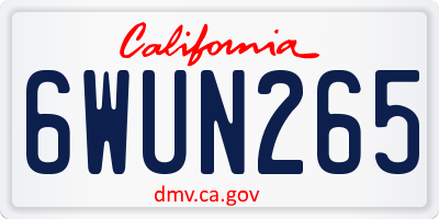 CA license plate 6WUN265