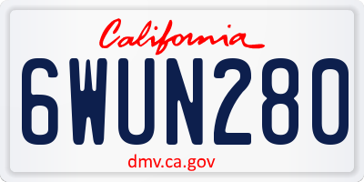 CA license plate 6WUN280