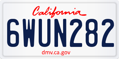 CA license plate 6WUN282