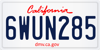 CA license plate 6WUN285